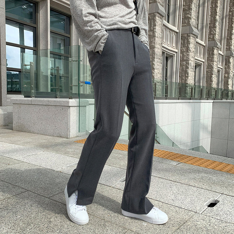 RILVA Men’s Loose Straight-Leg Casual Wide-Leg Trousers in gray, featuring a relaxed fit for ultimate comfort.
